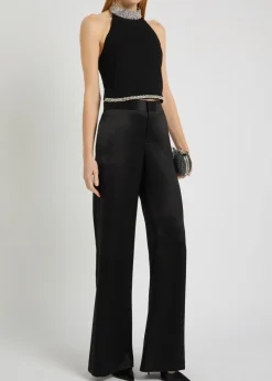 Shane wide-leg satin trousers