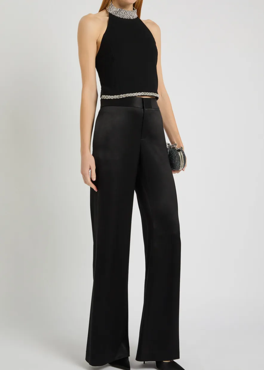 Shane wide-leg satin trousers