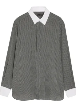 Sharkskin printed silk shirt