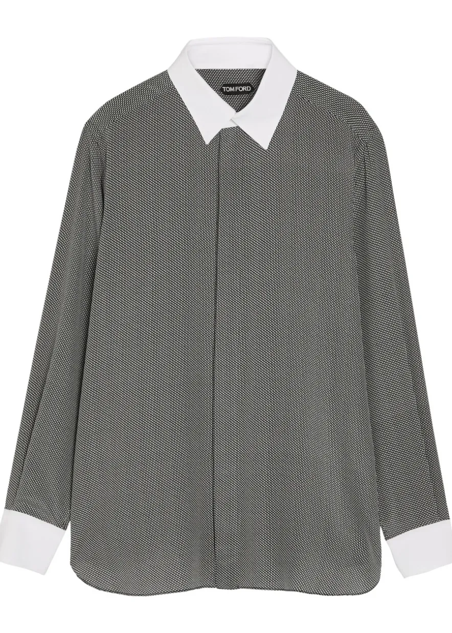 Sharkskin printed silk shirt