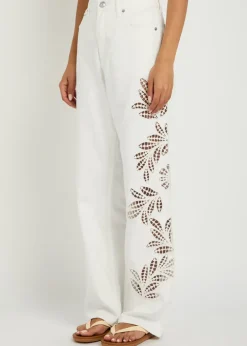 Shea embroidered straight-leg jeans