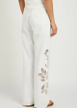 Shea embroidered straight-leg jeans