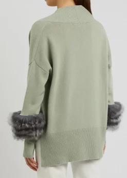 Shearling-trimmed wool-blend jumper