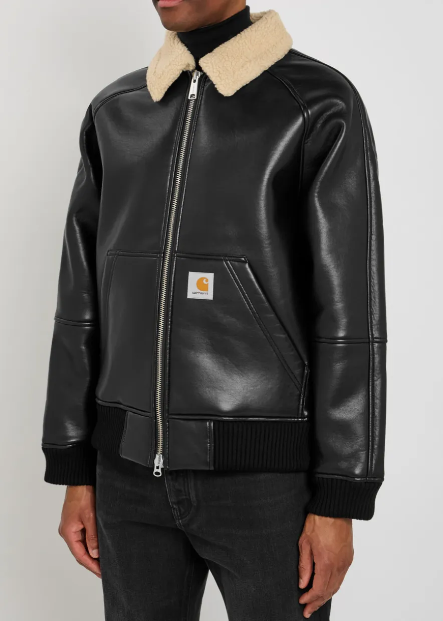 Shepton faux leather and shearling jacket