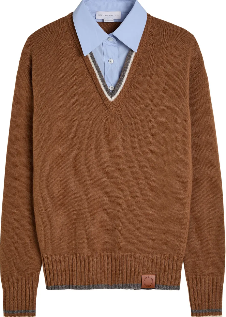 Shirt-effect wool jumper