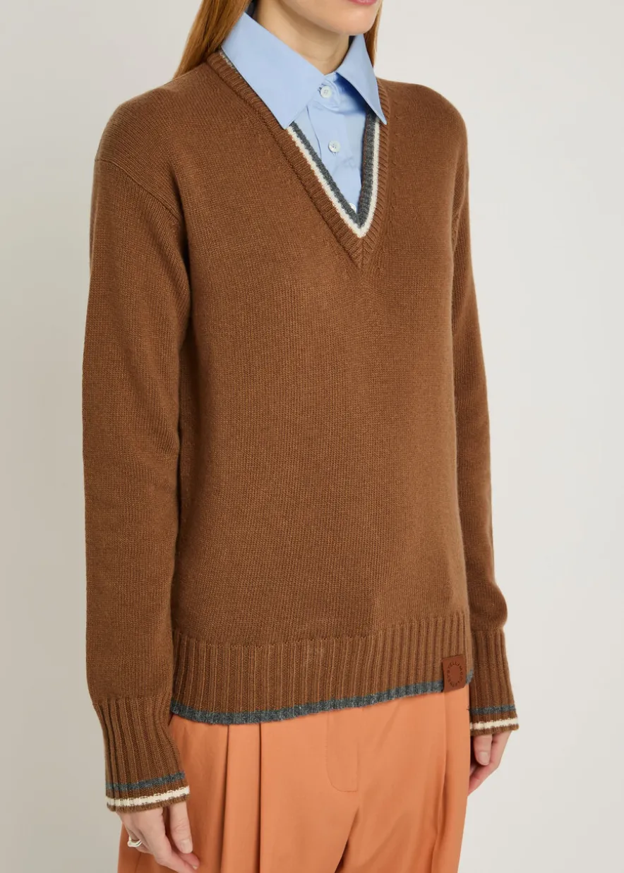 Shirt-effect wool jumper