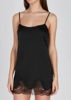 Signature black silk-blend chemise