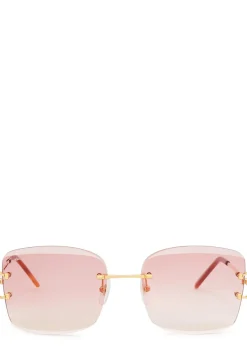 Signature C De Cartier rimless square-frame sunglasses