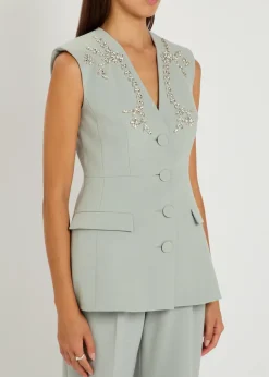Sigrid crystal-embellished woven vest