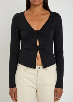 Silas knotted stretch-cotton top