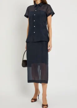 Silk-organza midi skirt