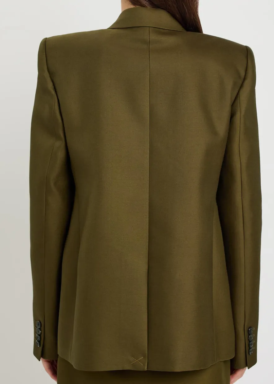 Silvannah double-breasted wool and silk-blend blazer