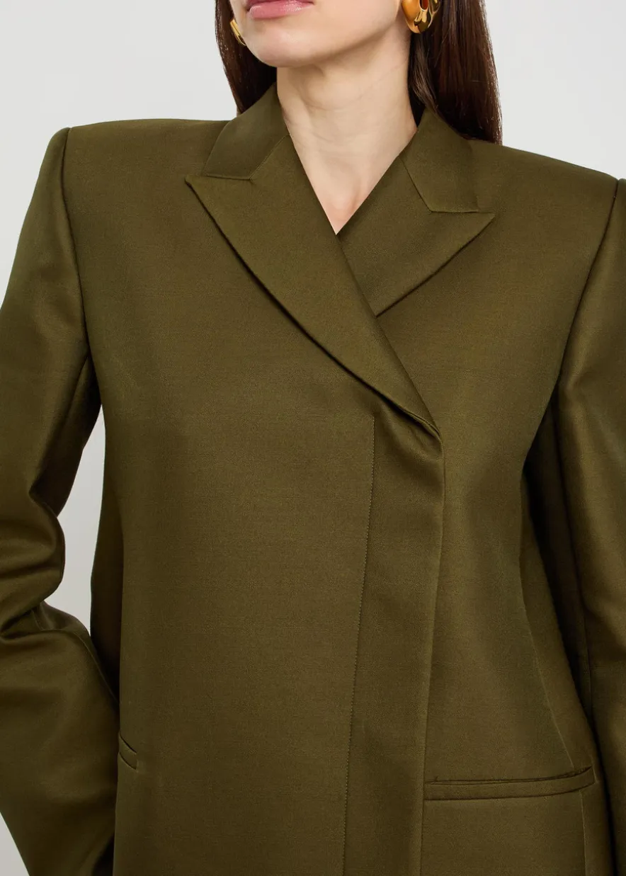 Silvannah double-breasted wool and silk-blend blazer