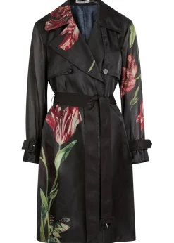 Silvia floral-print organza trench coat