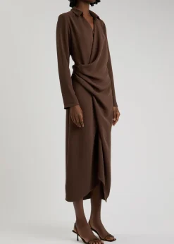 Simone draped midi shirt dress