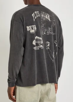 Sketch printed long sleeve cotton T-shirt