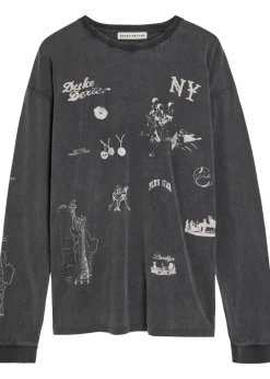 Sketch printed long sleeve cotton T-shirt