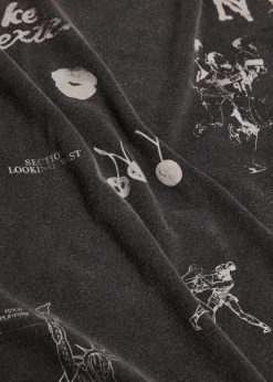 Sketch printed long sleeve cotton T-shirt