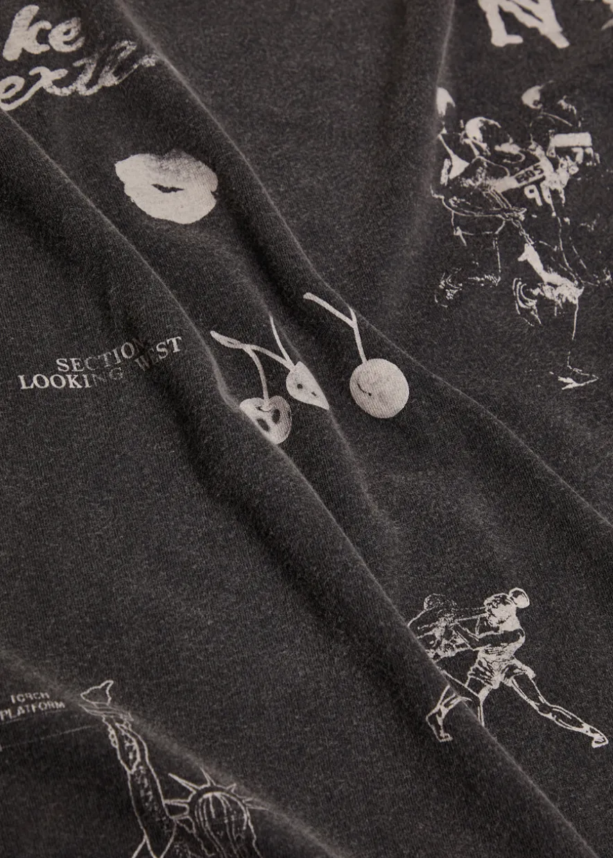 Sketch printed long sleeve cotton T-shirt