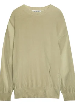 Slant distressed effect wool jumper