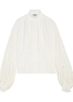 Slava embroidered balloon sleeve cotton shirt