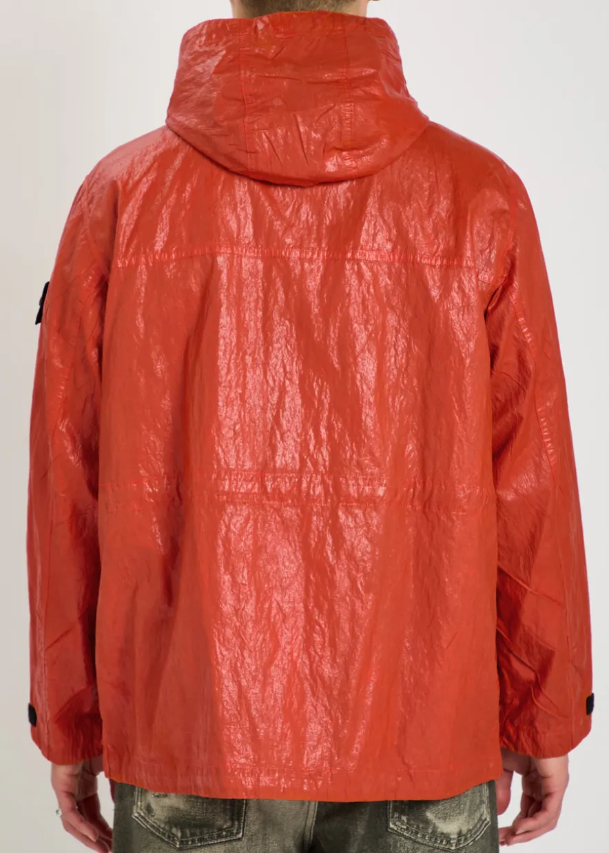Slick hooded nylon-tela jacket