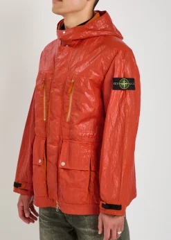 Slick hooded nylon-tela jacket