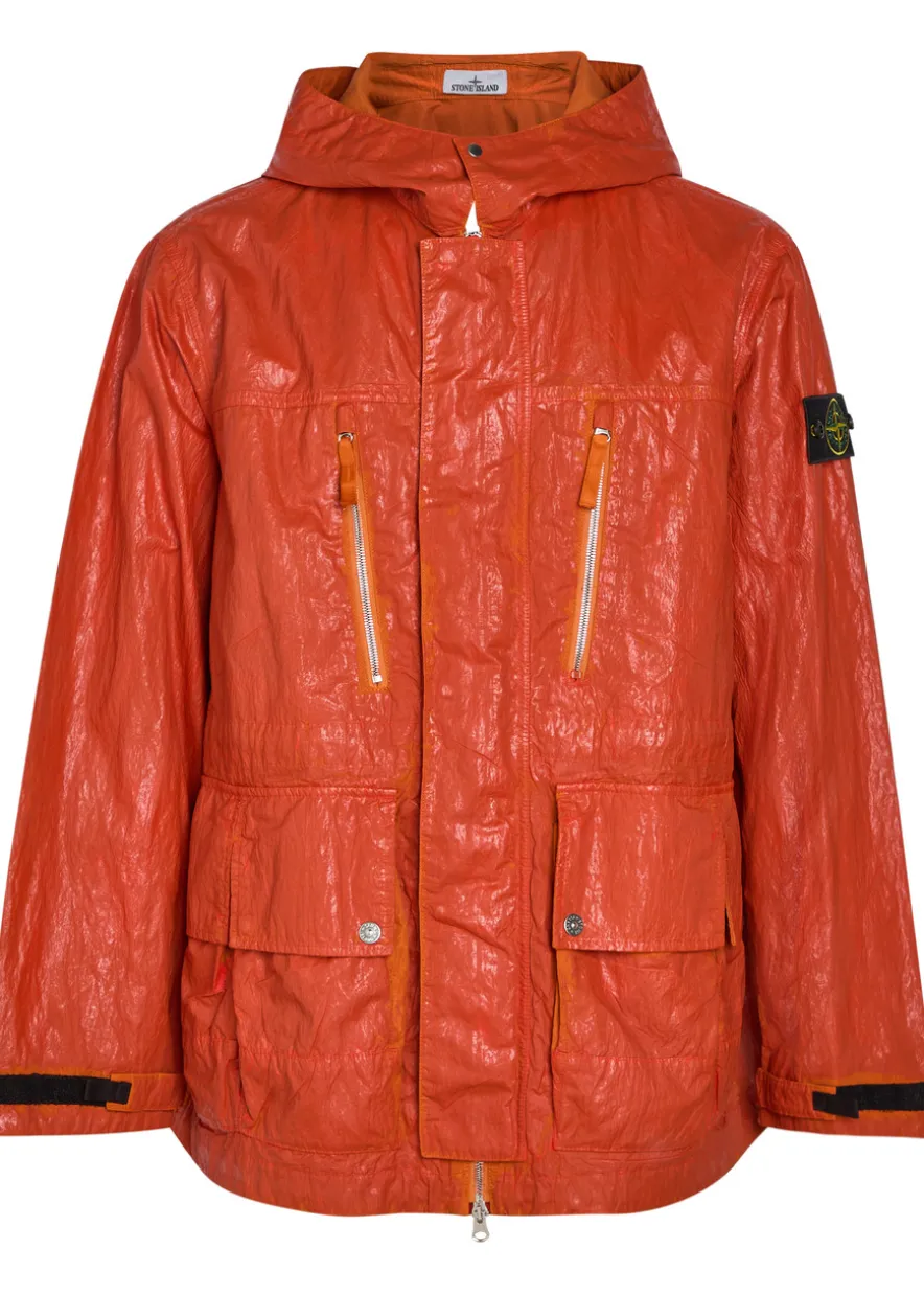 Slick hooded nylon-tela jacket