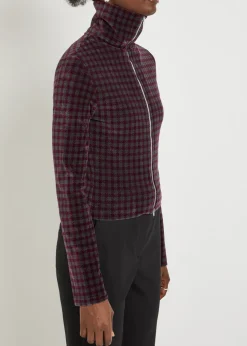 Slim checked cotton-blend top