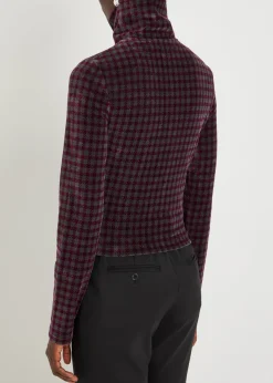 Slim checked cotton-blend top