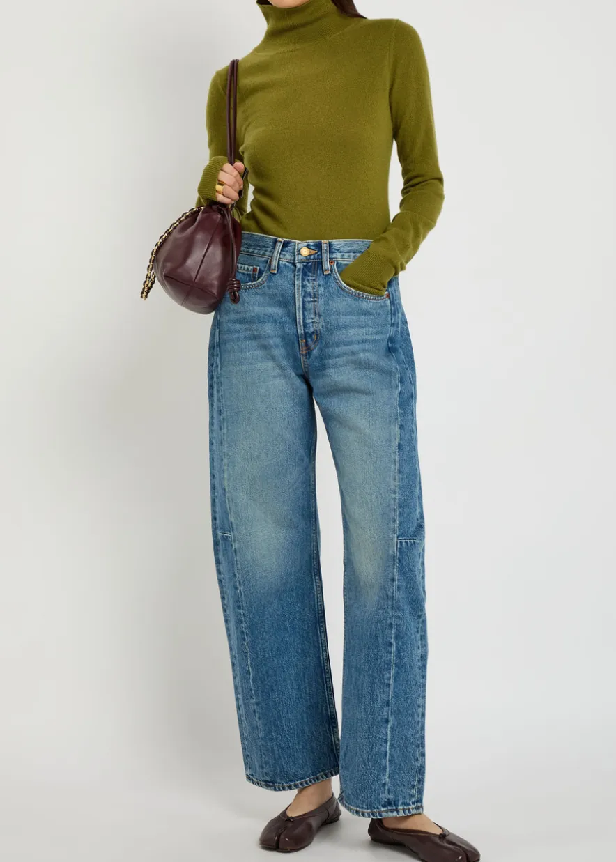 Slim Lasso structured barrel-leg jeans