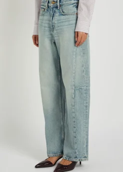 Slim Lasso structured barrel-leg jeans