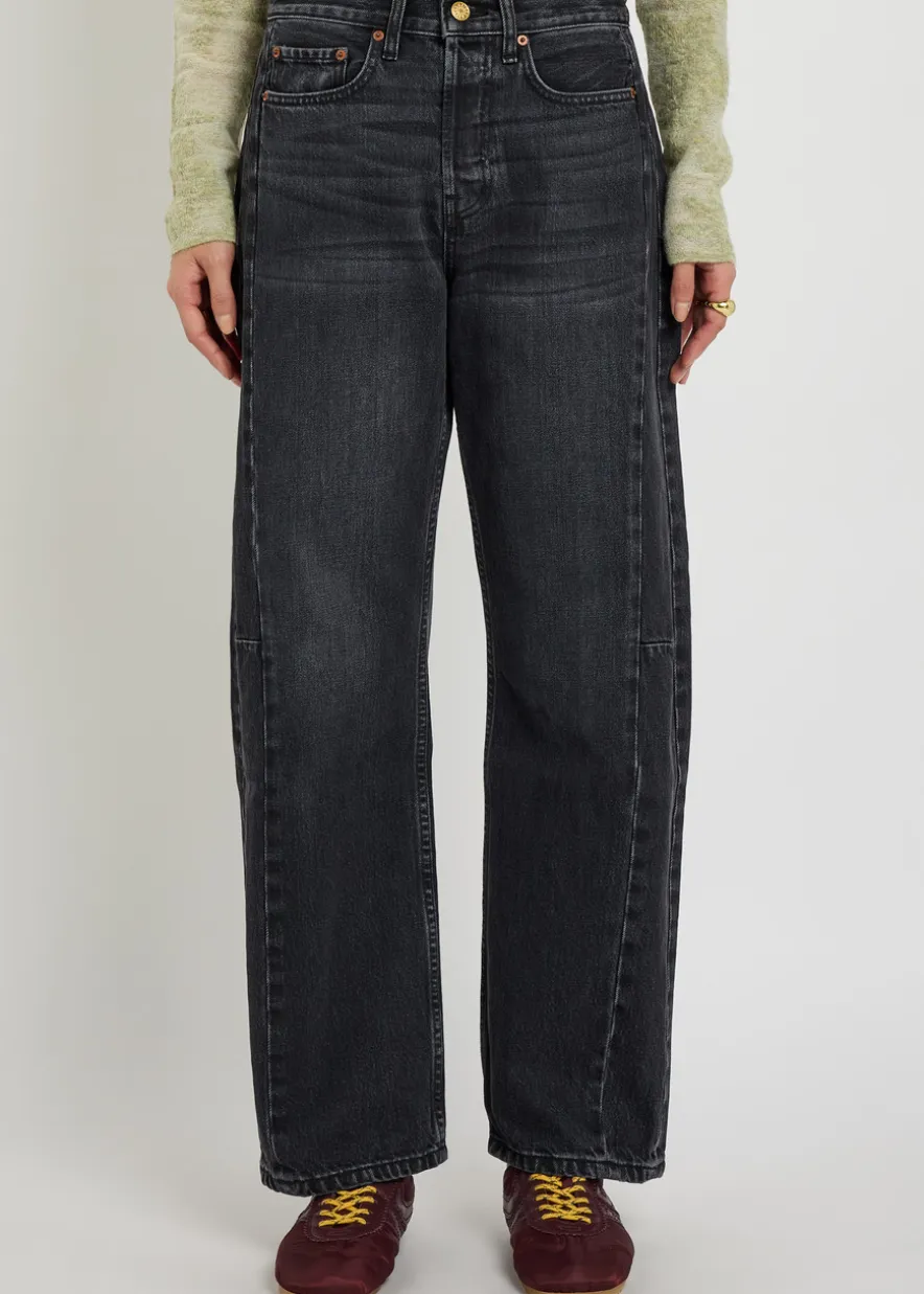 Slim Lasso structured barrel-leg jeans