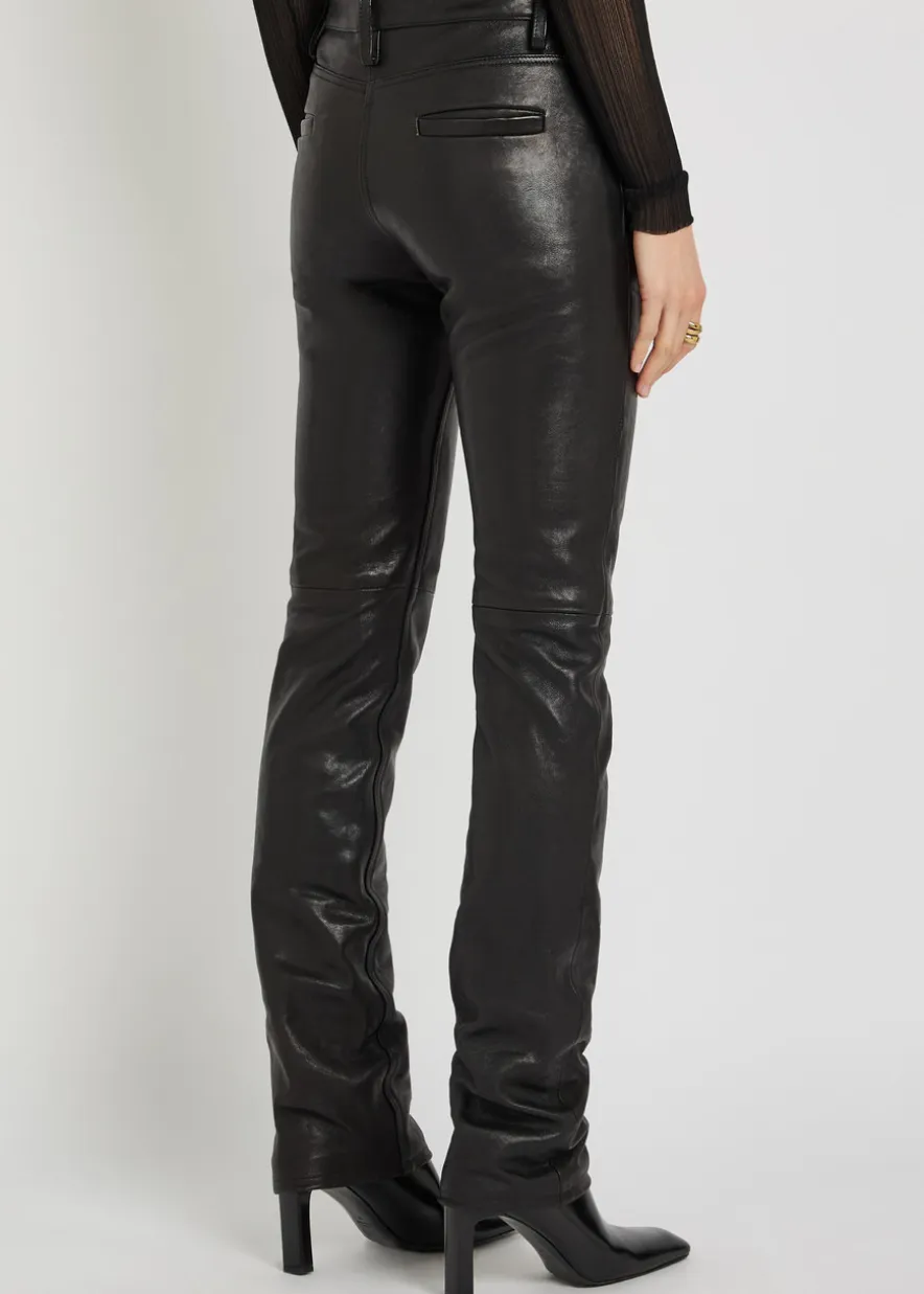Slim-leg leather trousers