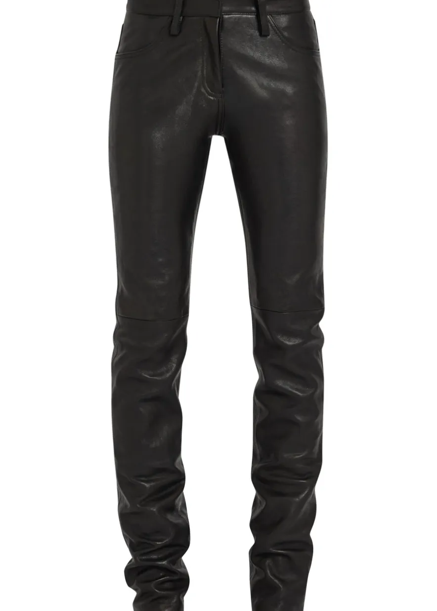 Slim-leg leather trousers