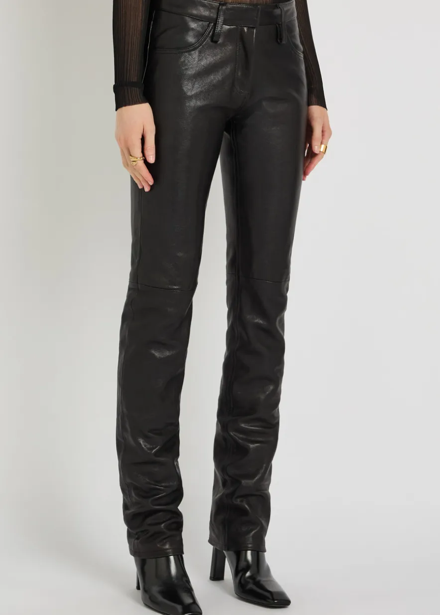 Slim-leg leather trousers