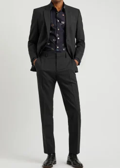Slim-leg stretch-wool trousers