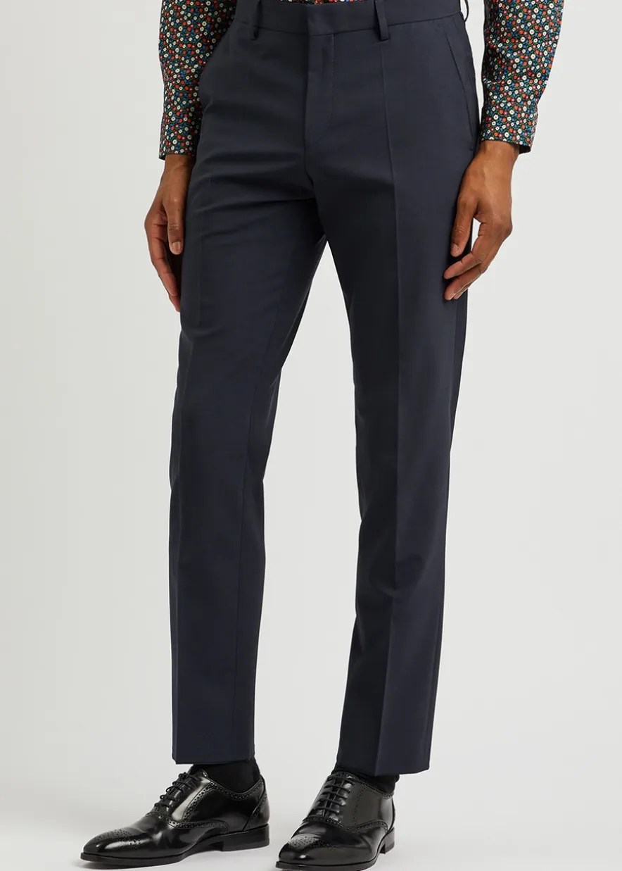 Slim-leg stretch-wool trousers