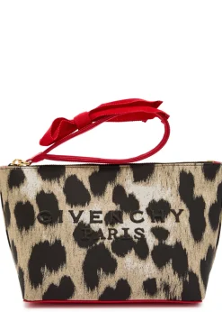 Small leopard-jacquard woven pouch