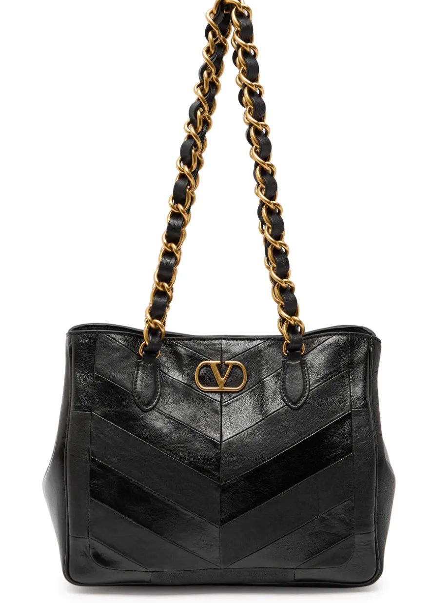 Small panelled leather tote bag