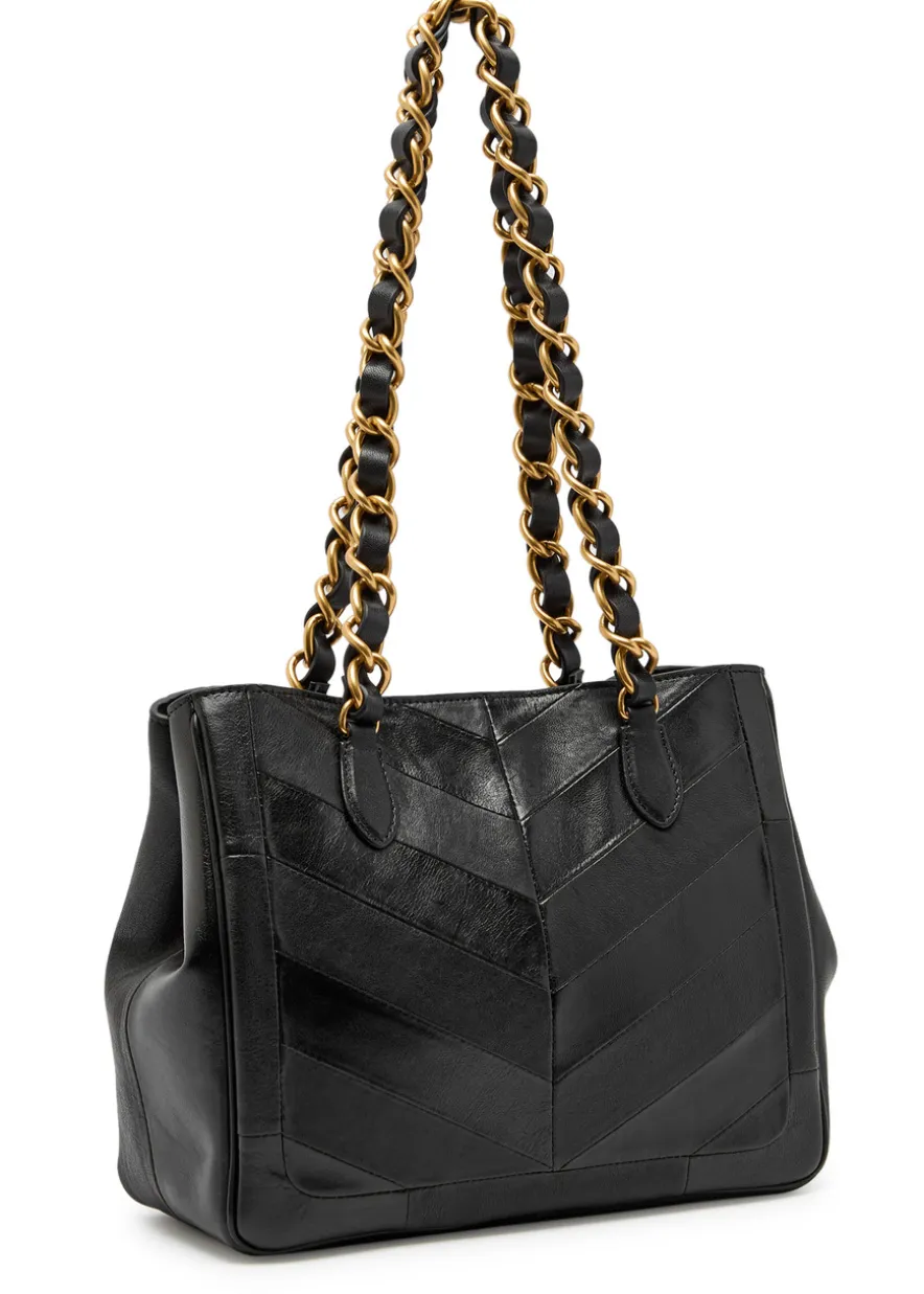 Small panelled leather tote bag