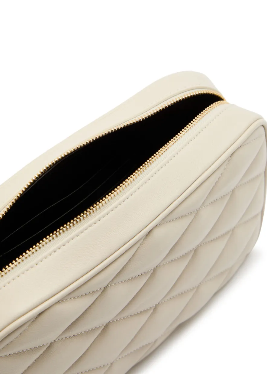 Small quilted leather camera bag