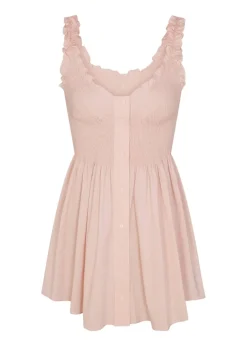 Smocked poplin mini dress