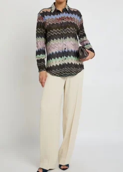 Snake-pattern metallic-knit shirt
