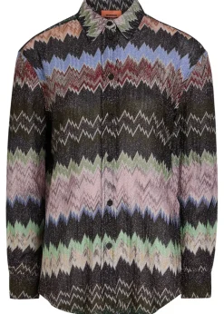 Snake-pattern metallic-knit shirt