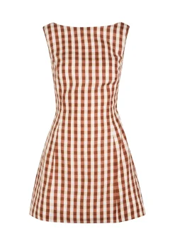 Sofia checked linen mini dress