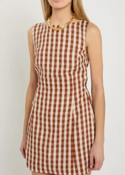 Sofia checked linen mini dress