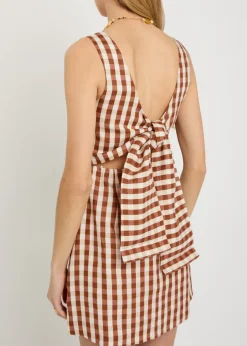 Sofia checked linen mini dress