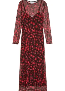 Soho cherry-print mesh midi dress