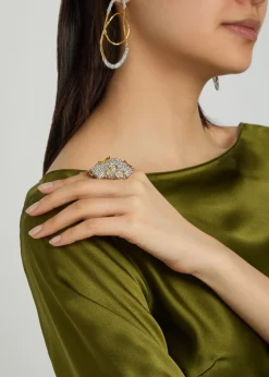 Solanales pavé 14kt gold-plated ring